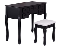 Meubles de chambre à coucher maquillage vanité avec 7 tiroirs ensemble de table de vanité avec miroir à trois volets filles femmes Table noir Carton bois dressing
