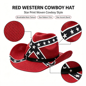 Westelijke geprinte design Amerikaanse vlag cowboy Panama hoeden waterdicht aangepast logo met leren band ODM/OEM sport casual outdoor - Product Image 3