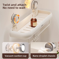 Étagère de salle de bain à ventouse, support mural sans perçage pour toilettes, lavabo et gel douche