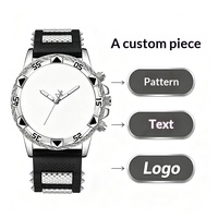 Jam Tangan Pria Fashion Custom Dial Kosong Quartz dengan Casing Alloy dan Tali Silikon, Dial Bulat Besar 45mm, Grosir