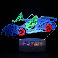 Lampe de table en acrylique à illusion 3D multicolore en forme de camion, 3 couleurs dynamiques, veilleuses à led visuelles pour enfants, cadeau pour la maison, vente en gros