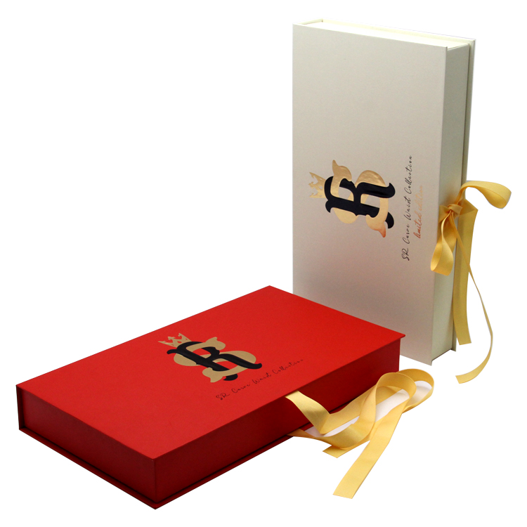custom logo print flat packing folding magnetic matt luxury gift box cardboard folding packaging boxes with ribbon