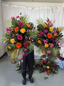 IFG Ventes Flash Guirlande Florale Artificielle Rose Vif <span class=keywords><strong>Orange</strong></span> Verdure Tropicale pour Décoration de Mariage et Fêtes - Product Image 5