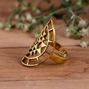 Anillo Midi de Plata Chapado en Oro de 14K con Patrón Geométrico Boho de Lujo para Mujer - Product Image 4