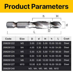 HUHAO HSS mata bor kustom M5/6/8, tiga dalam satu keran dilapisi Spiral ujung bor Tapp unit mata bor 2006281222 - Product Image 6