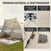 Tente de camping pop-up quatre saisons 2-3 personnes, simple couche, automatique rapide, avec armature droite en fibre de verre, personnalisable avec logo et couleur, en tissu Oxford