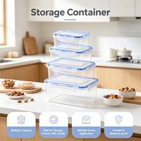 Ensemble de 4 contenants alimentaires en plastique PP étanches avec joint en silicone et couvercle hermétique pour la cuisine, le camping et la préparation des repas en extérieur