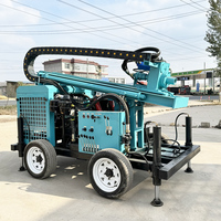 Machine de forage de puits flexible de 100 m, 300 m, 250 mètres montée sur roues pour puits d'eau avec alimentation pneumatique