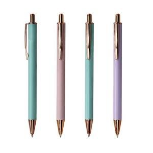 Stylo bille droit en acier inoxydable doré brillant avec époxy, design élégant à clic, promotion cadeau, écriture 1,0 mm, logo personnalisable - Product Image 1