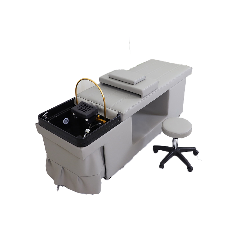 HICOMED новейшая кровать для парикмахерского салона Grey Spa с циркуляцией воды, отпариватель для продажи, модная кровать для шампуня с шкафом