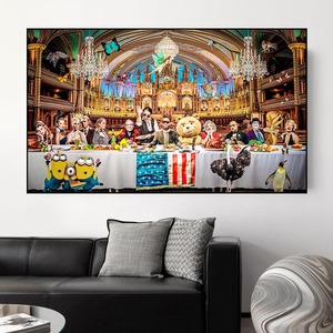 Décor <span class=keywords><strong>de</strong></span> maison drôle <span class=keywords><strong>de</strong></span> dessin animé célèbre film étoiles imprimés affiche d'art mural moderne dernier dîner pop Art décor mural <span class=keywords><strong>de</strong></span> maison - Product Image 2