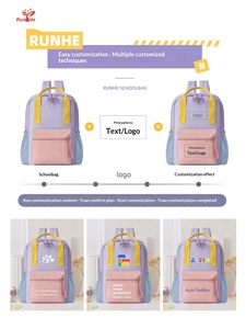 กระเป๋าไมโครไฟเบอร์สังเคราะห์น้ำหนักเบาขนาดใหญ่พิมพ์โลโก้ตามสั่งสำหรับนักเรียนประถมศึกษาแบบ unisex สีสันตัดกัน - Product Image 4