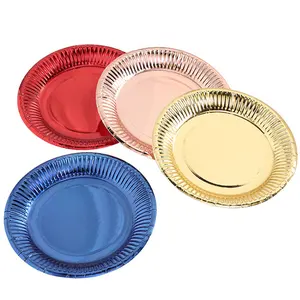 FTS Gold Stamping Disposable Paper Flatware Thick Sturdy Recyclable Party Supplier Paper Plate