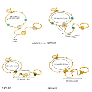 Stainless Steel Flower <b>Bracelet</b> <b>Set</b> With Ring Women's Jewelry Gift Fashion Accessory - Product Image 5