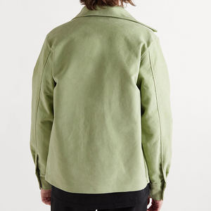 OEM Custom Logo Men's Casual Cotton <strong>Moleskin</strong> <strong>Shirts</strong> Jackets Blank Solid Color Breathable and Sustainable Plain Dyed Technique - Product Image 2