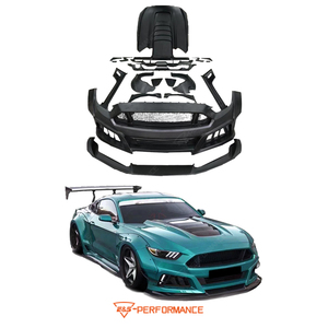 Accessoires automobiles : Kit carrosserie style large 2 en fibre de carbone pour <span class=keywords><strong>Mustang</strong></span>, nouveau pare-chocs avant robot, jupes latérales et capot - Product Image 1