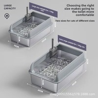 Bac à litière extra large en acier inoxydable pour chats et chiens, style ouvert, avec clôture haute anti-éclaboussures, profond et épaissi, semi-fermé
