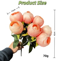 Bouquet de fleurs artificielles de renoncules réalistes à 7 têtes, modernes, parfumées, longue durée, en soie, pour la maison, les mariages, les fêtes et Noël (vente en gros)