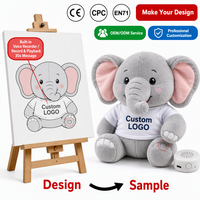 Fabricant de jouets en peluche personnalisés, poupée en peluche personnalisée avec enregistrement vocal, éléphant avec lecture de 30 secondes, logo personnalisé, cadeau souvenir en peluche