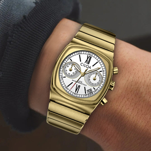 Reloj de Hombre CILOA, Cuadrado Dorado, Personalizable, Aleación, 20mm, Resistente al Agua, Cuarzo, Lujoso, Regalo, Alta Calidad, Moderno, Nuevo - Product Image 2