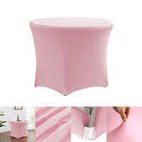 Groothandel Zwarte Spandex Stretch Ronde Tafelhoes Gevoerde Tafelkleed met Elastische Pootzakken voor Bruiloft Banket Evenement
