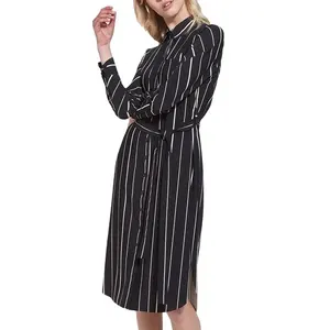 Women's High Quality Super Soft Stripe Shirt Dress