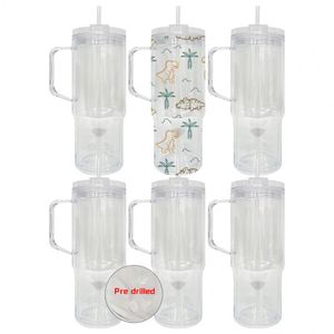 Custom Logo 40Oz Double Wall Plastic Tumbler Handle With Pre-Drilled Hole and Silicone Plug - Product Image 2
