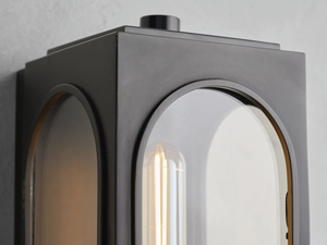 Applique d'extérieur style designer américain Arhaus Palladian Villa Laiton massif Verre clair Laiton antique Bronze Applique d'intérieur - Product Image 6