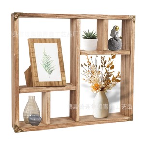 Wooden Multi Layer <b>Wall</b> Mounted Display Rack 4 Layers For <b>Desk</b> Storage And Decoration - Product Image 5