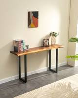 Table console en bois massif d'acacia Monkey Pod sur mesure avec tiroirs et pieds en U pour le salon
