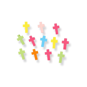 Perline in Legno a Forma di Croce Ilan 14x23mm 12pz Colorate per Creazione di Gioielli Artigianali - Product Image 1