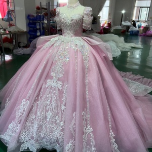 ชุดเดรสงาน Quinceanera รุ่น Jxs13 Royal Plus Size สีชมพู ประดับคริสตัล คอรูปหัวใจ แต่งลูกไม้ระบาย ชายกระโปรงยาวลากพื้น - Product Image 2