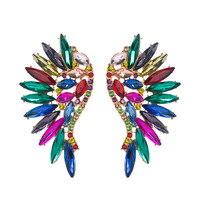 Boucles d'oreilles tendance 2022 Style industrie lourde Style bohème Style exagéré ailes couleur strass boucles d'oreilles pour femmes