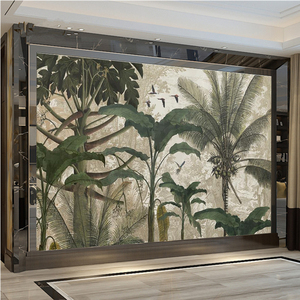 Sfondo retrò dipinto a mano sfondo stile Nanyang <span class=keywords><strong>piante</strong></span> della foresta pluviale tropicale sud-est Asia Hotel ristorante B & B <span class=keywords><strong>carta</strong></span> <span class=keywords><strong>da</strong></span> <span class=keywords><strong>parati</strong></span> - Product Image 4