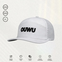 Casquette de sport perforée au laser, vente en gros, casquette à 6 panneaux à visière plate, personnalisable, séchage rapide, respirante, protection solaire, pour course en extérieur et golf
