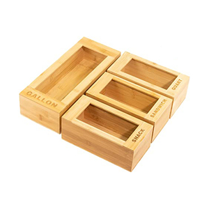 New Arrival 4 Piece Bamboo Ziplock Bag Storage Organizer Bamboo Color Ziplock Bag Organizer For Drawer Ziplock Organizer