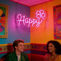 Letrero de Neón LED Acrílico Personalizado con Nombre, Trébol de la Suerte, USB, Regulable, Decoración de Pared para Bodas, Dormitorios, Bares, Cafeterías, Tiendas, Salas de Juegos
