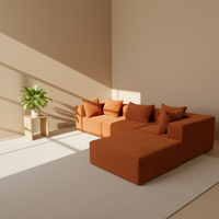 Moderno Juego de Sofás Modulares en Forma de L - Sofá Cómodo de Compresión Ligera sin Vacío para Sala de Estar - Muebles Modulares