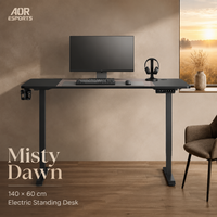 Bureau électrique réglable en hauteur AOR avec surface en bois, en MDF, pour bureau à domicile, avec cadre métallique durable, vente en gros usine