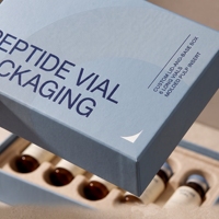 Boîte rigide personnalisée avec couvercle et base bleus pour peptides, en carton gris moulé, impression offset, soins personnels