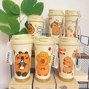 批发定制316不锈钢便携式保温杯水豚咖啡杯学生和汽车吸管杯 - Product Image 5