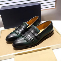 Chaussures décontractées pour hommes à livraison rapide, en cuir antidérapant, chaussures habillées pour hommes, chaussures à pampilles tendance en cuir PU souple, chaussures de mode en cuir