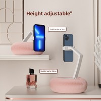 Support de téléphone portable mignon en plastique avec coussin en peluche et axe multi-segments, support mains libres pour lit et canapé