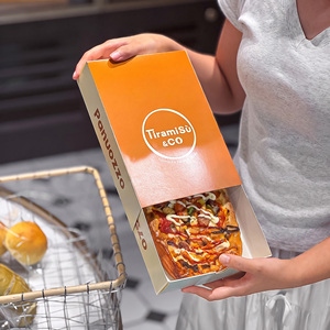 Boîte alimentaire en carton <span class=keywords><strong>blanc</strong></span> jetable, biodégradable, écologique, recyclable, personnalisée, pour sandwichs, frites, pizzas - Product Image 1