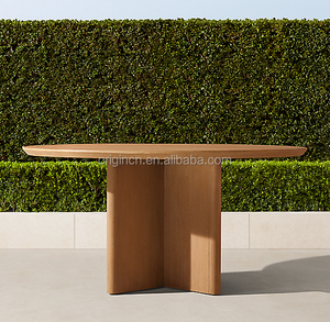 Table à manger en bois de teck de qualité supérieure pour l'extérieur moderne avec tissu imperméable Meubles de jardin faits à la main - Product Image 1