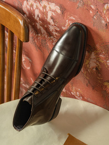 Men's Brown Genuine Leather Square Toe Oxford Dress Shoes Lace-Up All Seasons Solid Pattern Embossed <b>Insole</b> Drop Shipping - Product Image 4