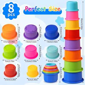 2025 Nueva gran oferta de juguetes de baño para bebés, juguetes apilables de silicona, juguetes de bloques de construcción, juegos Montessori, tazas apilables, bebé Reborn - Product Image 2