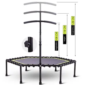 Mini-trampoline pliable élastique durable en acier inoxydable, trampoline d'intérieur sautant avec guidon