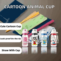 Nouvelle gourde isotherme portable avec poignée et sangle, design animalier de dessin animé, idéale pour étudiants et bureau, parfaite pour les voyages.