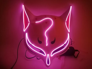 Máscara de Halloween con Luces LED, Diseño de Zorro <span class=keywords><strong>Demonio</strong></span>, para Carnaval, <span class=keywords><strong>Noche</strong></span> de Brujas, Escenario, Máscara Brillante Intermitente, Figura de Anime de Celebridad de Internet - Product Image 5